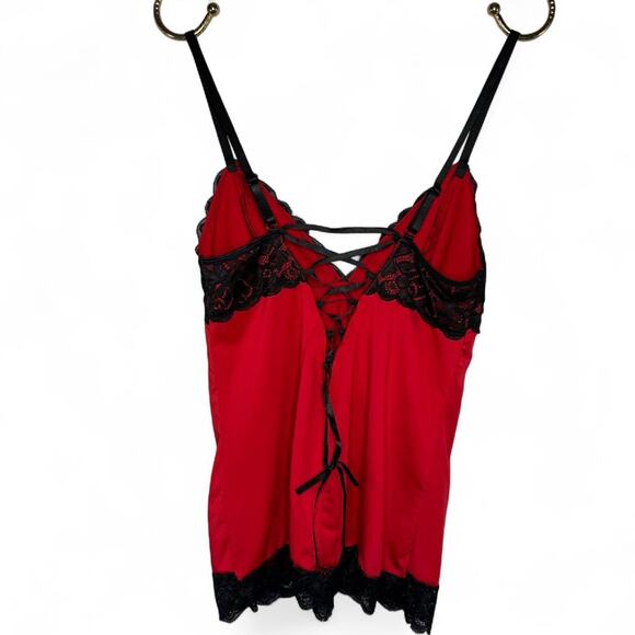 Red & Black‎ Lace Lingerie Cami Top M/L Rene Rofe | Gothic Dark Feminine Y2K - Picture 2 of 7